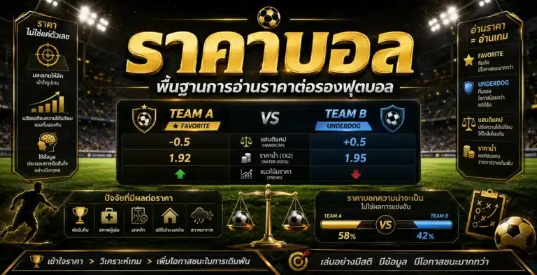 ราคาบอลและพื้นฐานการอ่านราคาต่อรองฟุตบอลก่อนดูทีมต่อทีมรอง