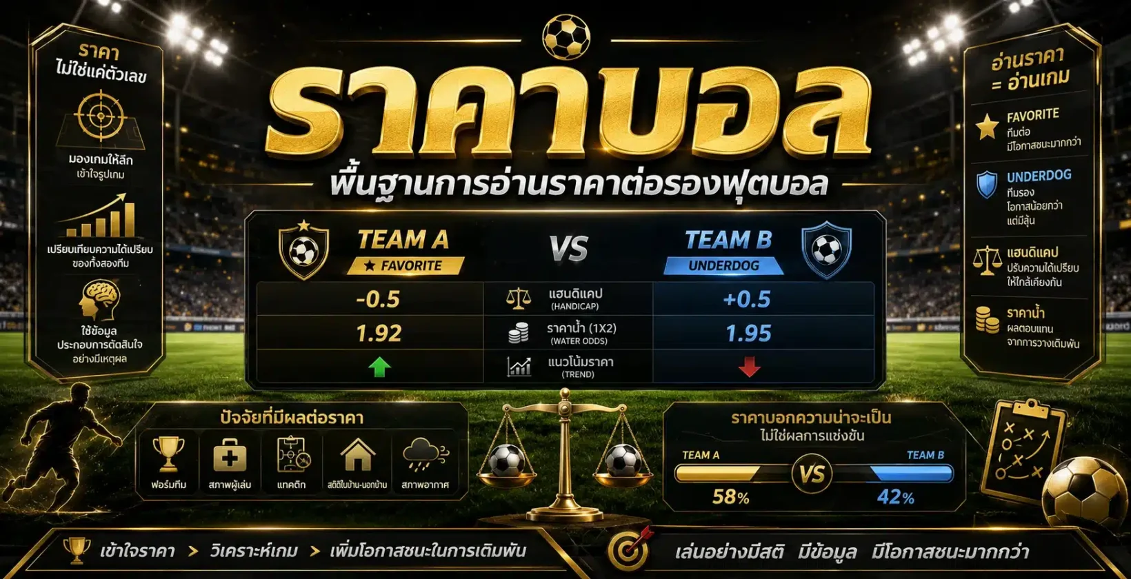 ราคาบอลและพื้นฐานการอ่านราคาต่อรองฟุตบอลก่อนดูทีมต่อทีมรอง